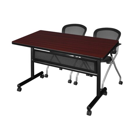 Kobe Rectangle FlipTop Table, 48" W, 29" H, Laminate Top, Mahogany MKFTM4830MH23BK